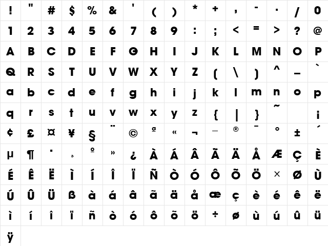 AvantGardeMdITCTT Bold Character Map