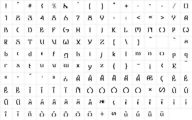 ThresholdCP Regular Character Map
