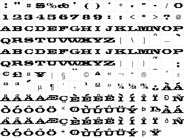 Thunder Row Normal Character Map