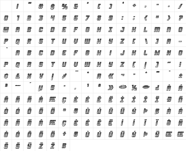 Thunder Trooper Chrome Italic Character Map Thunder Trooper Chrome Italic Character Map