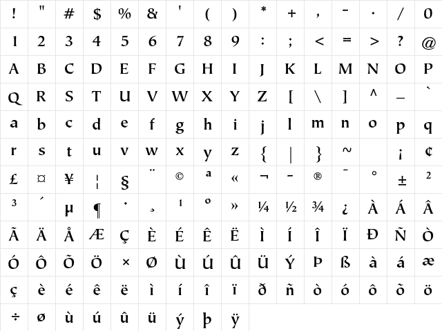 ITC Tiepolo Std Bold Character Map ITC Tiepolo Std Bold Character Map