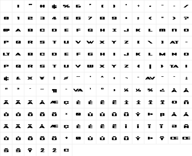 Tigershark Bold Character Map Tigershark Bold Character Map