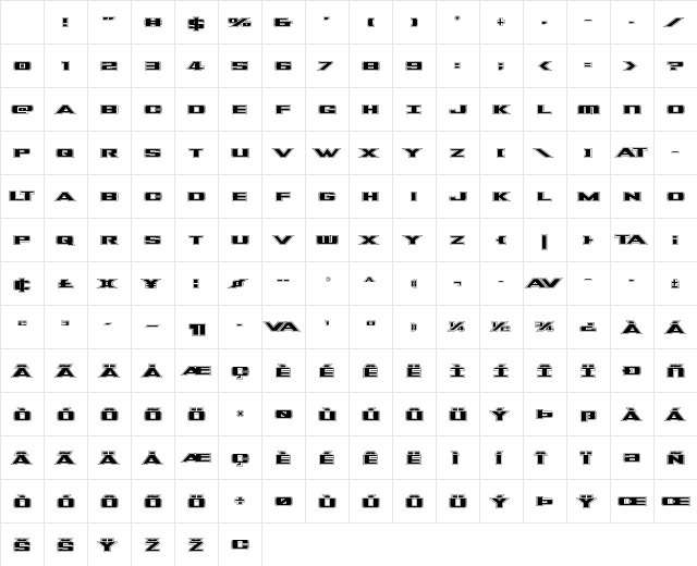 Tigershark Pro Regular Character Map Tigershark Pro Regular Character Map