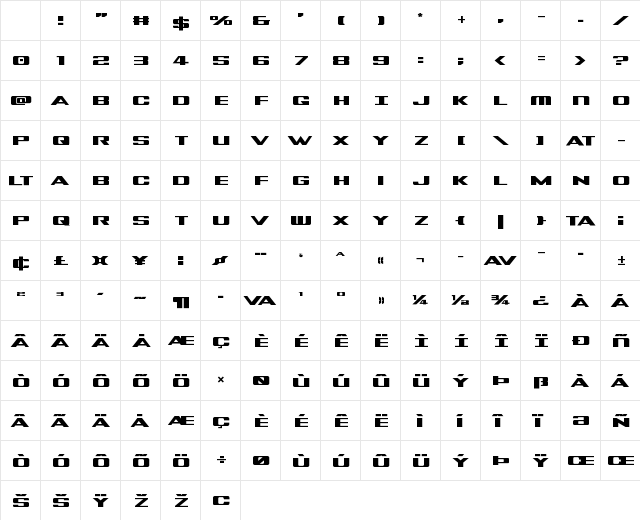 Tigershark Regular Character Map Tigershark Regular Character Map