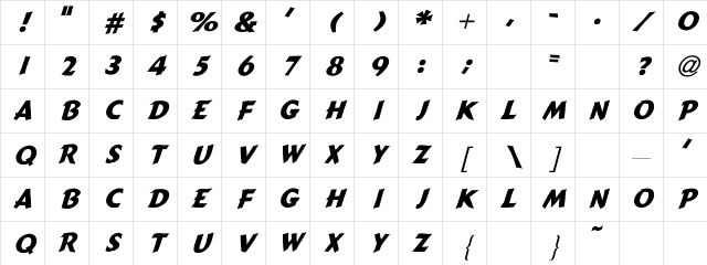 Tigger Regular Character Map