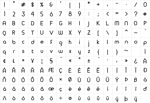TimeBurner Bold Character Map