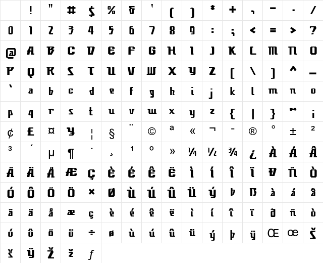 Times Squared Regular Character Map Times Squared Regular Character Map