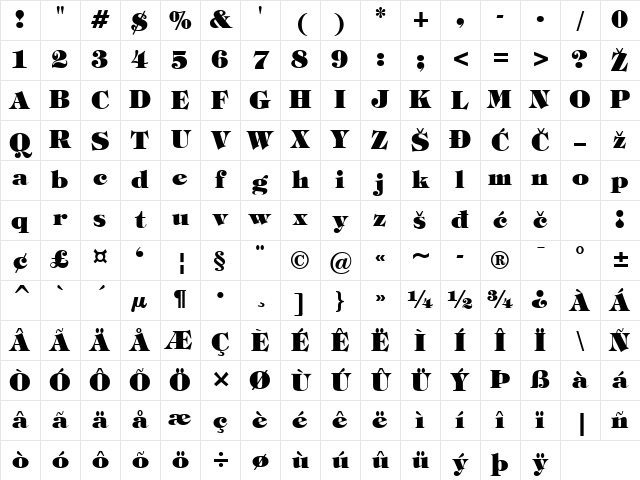 TimpaniHeavy Regular Character Map TimpaniHeavy Regular Character Map