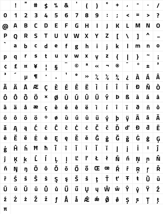Titillium Bd Bold Character Map Titillium Bd Bold Character Map