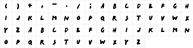 TitleBrushXL Extra-Bold Character Map