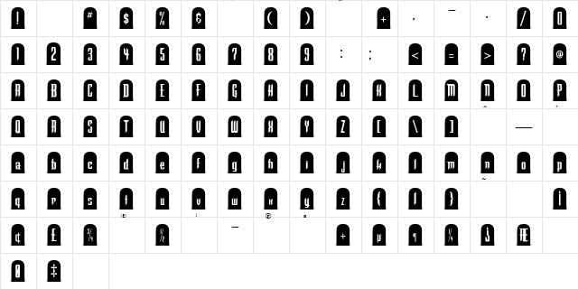 Tombstone Regular Character Map