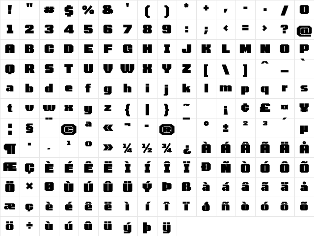 Tomorrow Black Regular Character Map