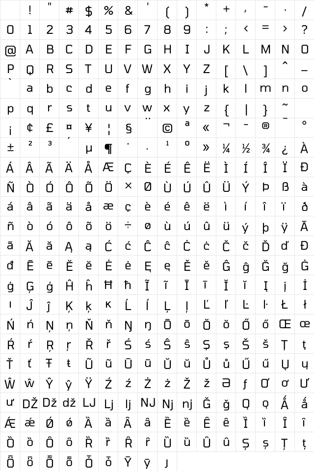 Tomorrow Regular Character Map Tomorrow Regular Character Map