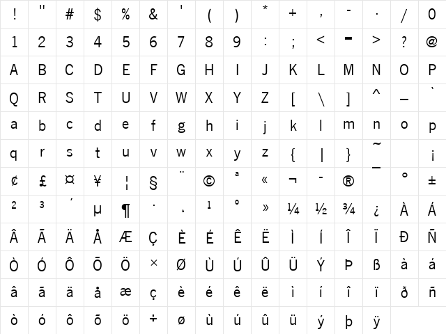 NewsGotT Regular Character Map
