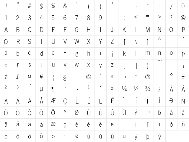 NewsGotTLig Regular Character Map