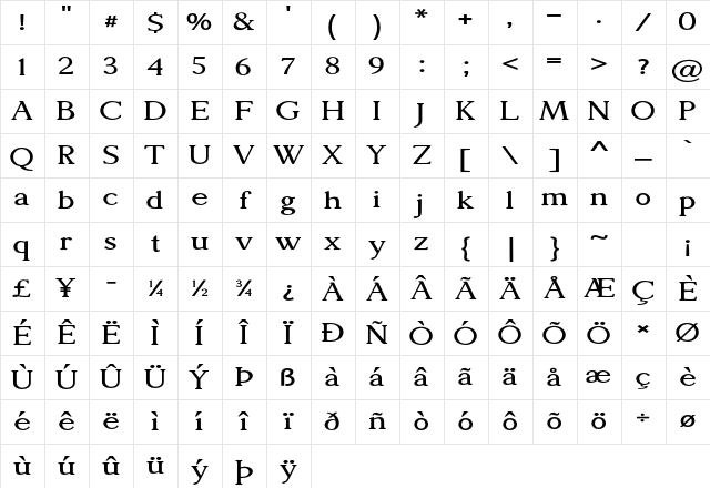 Toplar Expanded Bold Character Map Toplar Expanded Bold Character Map