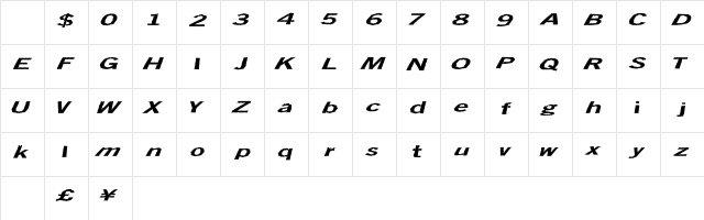 TotalShock Regular Character Map TotalShock Regular Character Map