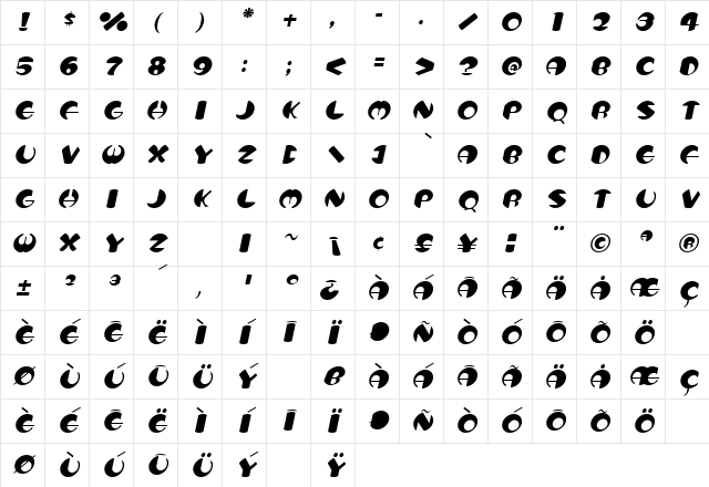 Totem Oblique Character Map