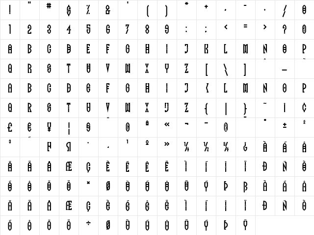 Totem Regular Character Map