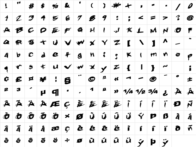 TouchTheWind59 Bold Character Map TouchTheWind59 Bold Character Map