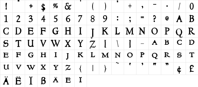 NewStyleTitling Bold Character Map NewStyleTitling Bold Character Map