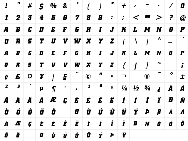TownshipExpert Bold-Oblique Character Map