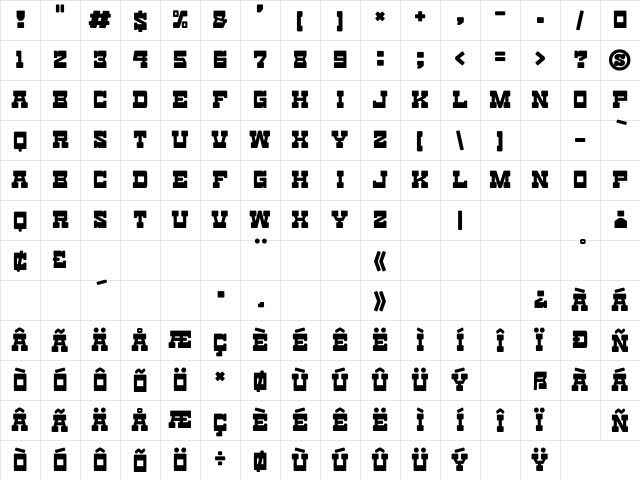 Toy Block Maestro Regular Character Map