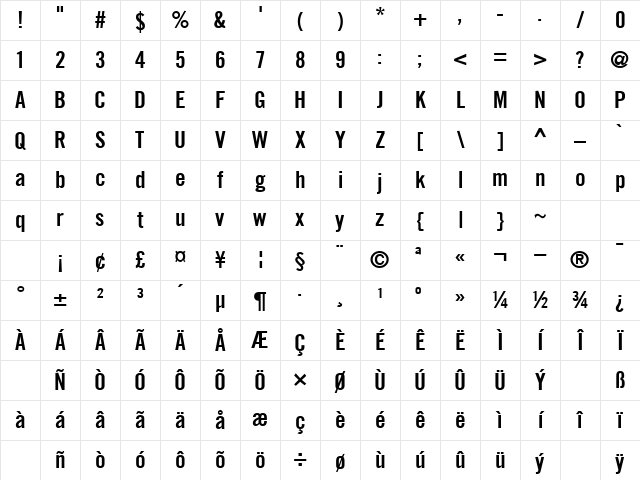 TradeCond Bold Character Map