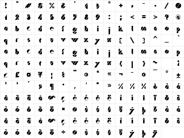 Traffic Regular Character Map