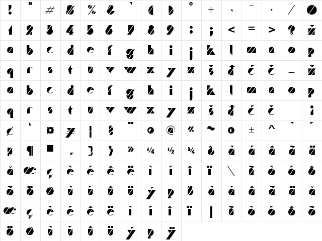 Traffic Regular Character Map