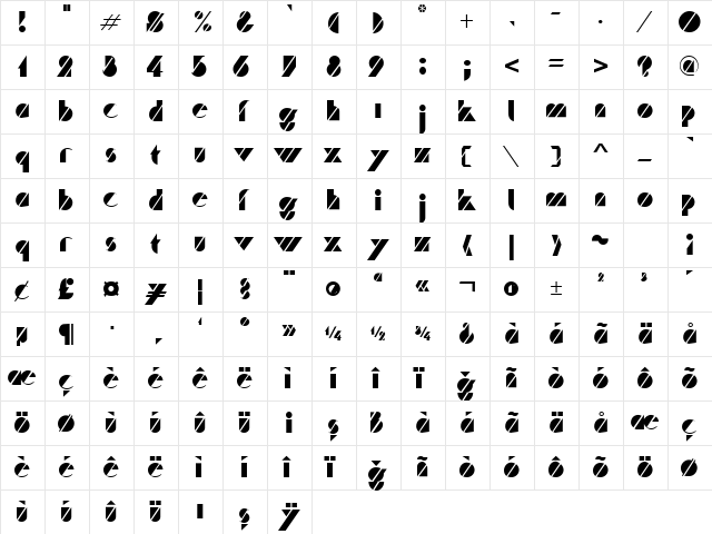 Traffic Regular Character Map