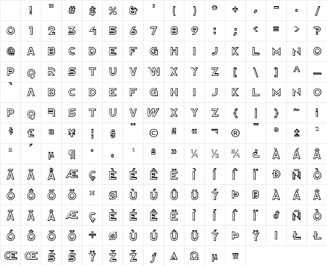 NewtronICG Regular Character Map