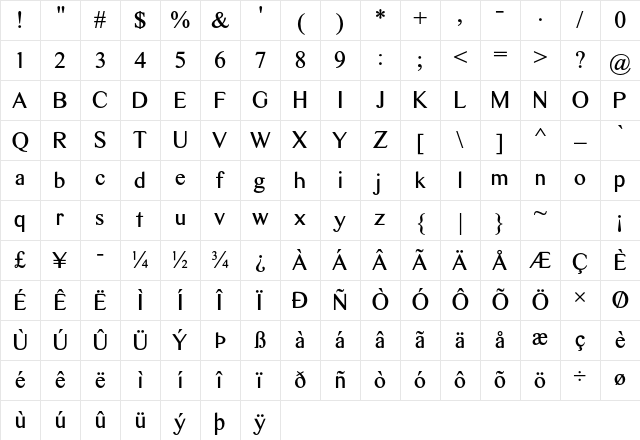Tralic Bold Character Map Tralic Bold Character Map
