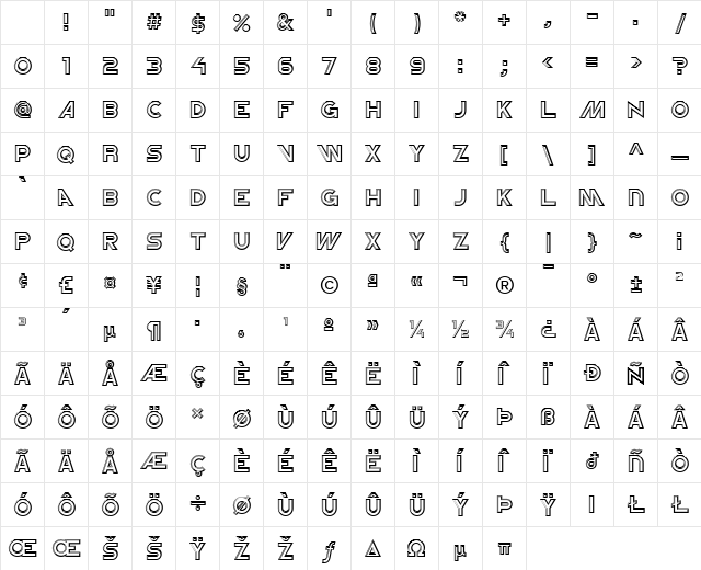 NewtronICG Medium Character Map
