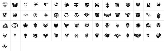 Transdings Regular Character Map
