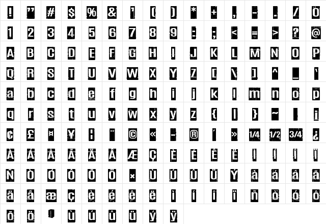 Trashbox Regular Character Map