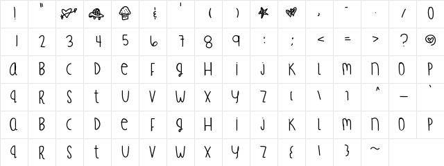 TreasureFingers Medium Character Map