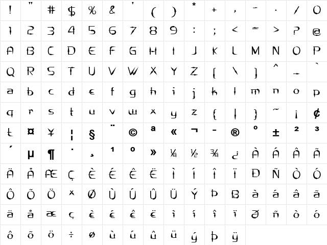 Trenstan Bold Character Map