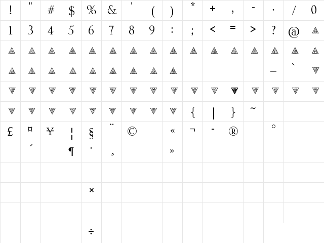 TriangularHD Regular Character Map