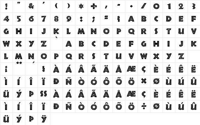 Tribeca Regular Character Map