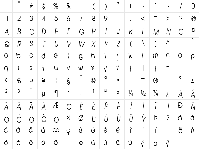 TrickyLake11 Regular Character Map