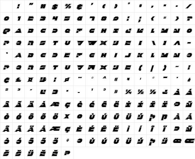 Trigger Man Pro Italic Character Map Trigger Man Pro Italic Character Map