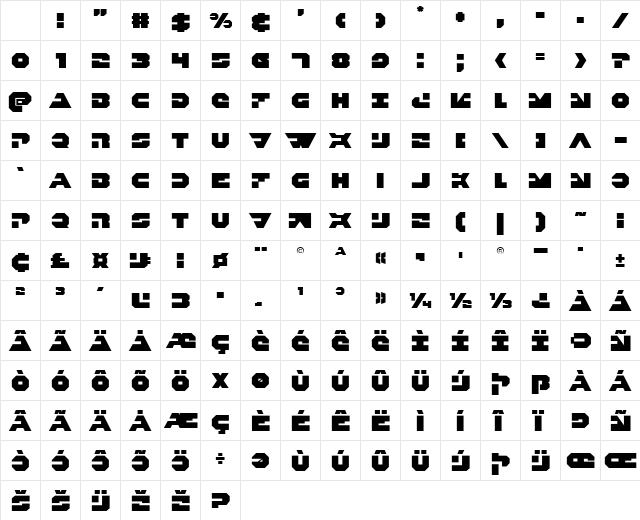 Trigger Man Regular Character Map Trigger Man Regular Character Map