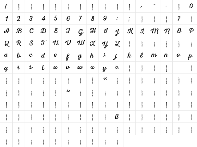 Nexa Rust Script R-Trial 4 Regular Character Map