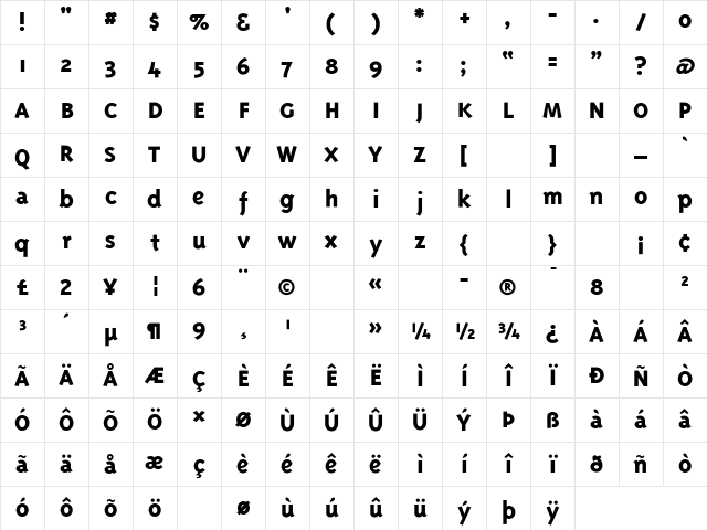 TriplexExtrabold Medium Character Map TriplexExtrabold Medium Character Map