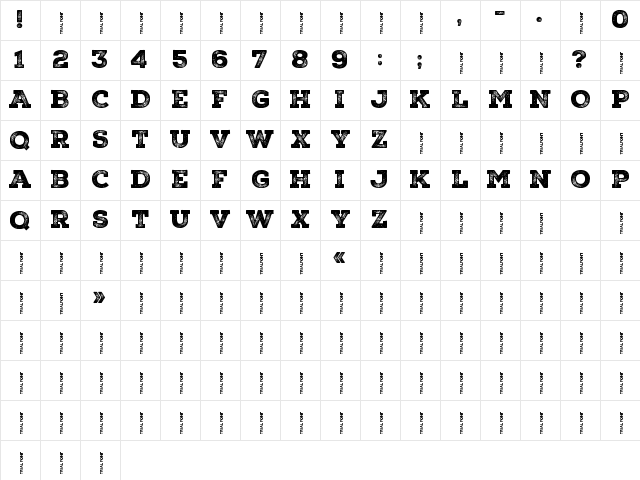 Nexa Rust Slab-Trial Black 3 Regular Character Map