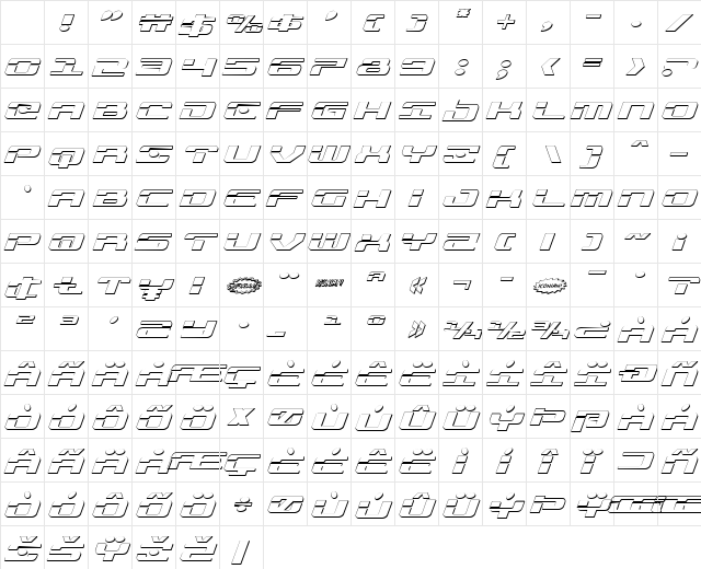 Troopers 3D Expanded Italic Expanded Italic Character Map Troopers 3D Expanded Italic Expanded Italic Character Map