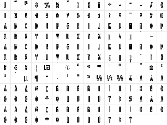 Tropicana NF Regular Character Map