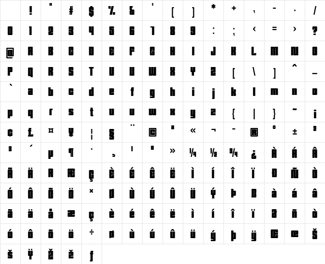 Trudal Regular Character Map Trudal Regular Character Map