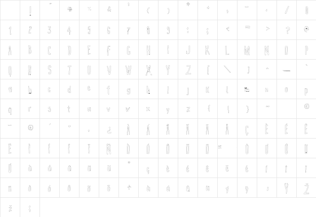 True 2Dt was created using FontCreator 6.5 from High-Logic.com Regular Character Map